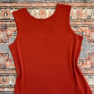 Carlisle Collection 100% Cashmere Orange Rust Sleeveless Knit Top